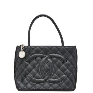 Chanel Matelasse Reissue Tote Bag with Coco Mark, Black and Silver Caviar Lea...